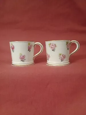 Pair Of Royal Crown Derby Pink Roses Miniature Cups  1905 & 1908 • $49.72