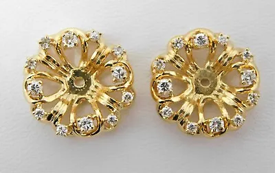 19 Kt Gold Pair Of Floral DIAMOND ENHANCERS For Stud Earrings B4108 • $821
