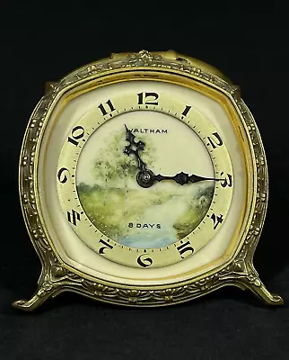 Art Deco Waltham Boudoir Landscape Ornate German Case Clock 8 Days • $1235.22