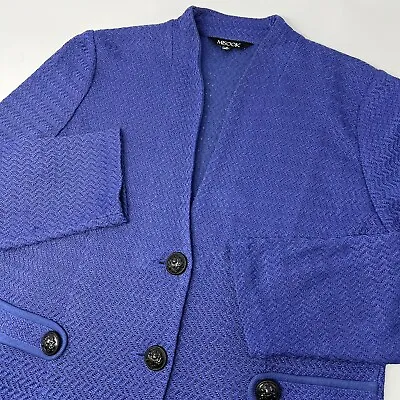 Misook Womens Cardigan Jacket Blazer Crest Button Front Blue Size Small • $39.99