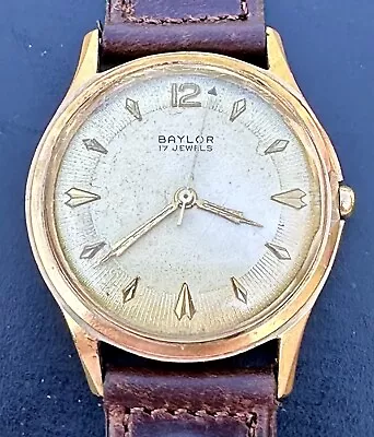 Vintage Baylor 17 Jewel Men's Mechanical Wristwatch  Runs  Needs Crown • $0.99