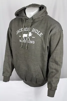 Jackson Hole Hoodie High Camp Outfitters Sweatshirt XL Charcoal Heather Wyoming • $25.49