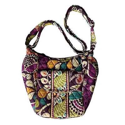 Vera Bradley Crossbody Purse Bag Carryall Plum Crazy Zipper Front Pocket • $23.20