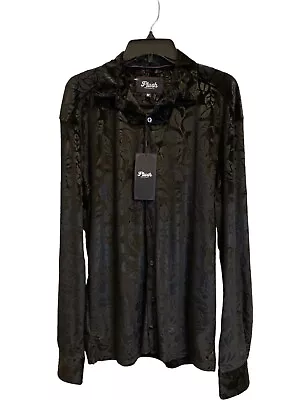 Men's Medium Floral Plush Velvet Shirt Formal/Casual Button Up Drill Clothing • $23.46