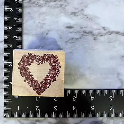 Stampede Rose Garland Heart Rubber Stamp 296E • $4