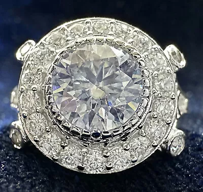 3.12 Ct Vvs1 White Round Moissanite Diamond Wedding Ring 925 Silver Size 7.5 • $1.52