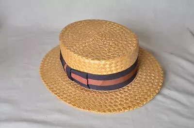 Rossley Straw Boater-Skimmer  Hat Vintage! Rare! • $135