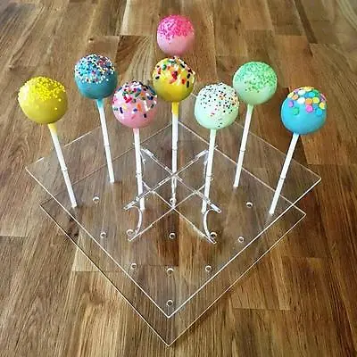 Square Clear Acrylic Cake Pop Stands 21cm 8  (16 Holes) Or 30cm 12  (32 Holes) • £22.71