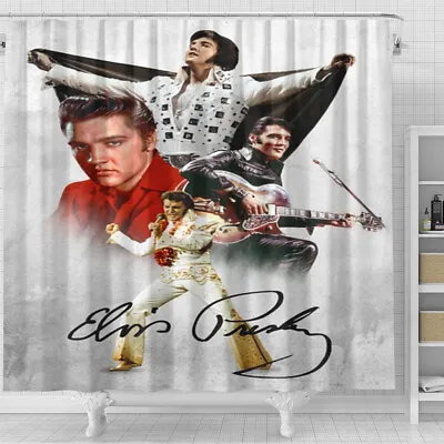 Elvis Presley Poster King Of Rock And Roll Music Shower Curtain Sets • $24.99