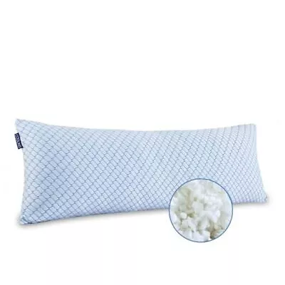  Body Pillow For Adults - Shredded Memory Foam & Zippered Cooling Cover - White • $40.39