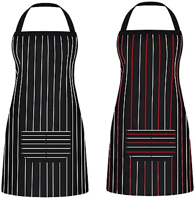 UNIQLED 2 Pack Womens Mens Bib Apron Stripes Chef Aprons For Kitchen • $19.99