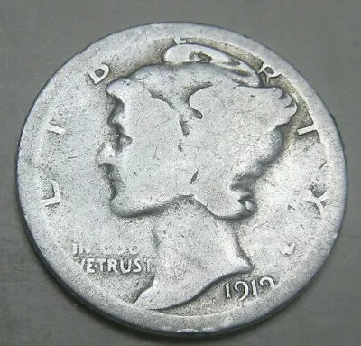 1919 S Mercury Dime Circulated 90% Silver   Average Circulated • $6.24