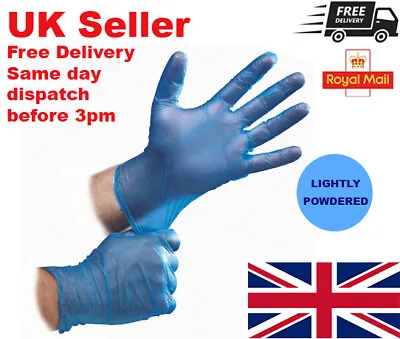 £2.49 • Buy Latex Free Vinyl Gloves POWDERED Blue Disposable Tattoo Food Multi-purpose