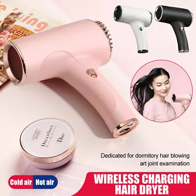 Cordless Hair Dryer Brush Blow Rechargeable Negative Ions Hair Smooth Cool/Hot • $35.14