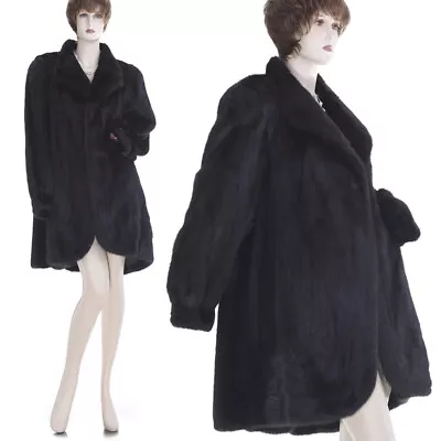 NEW! XL-XXL! Elegant & Chic Genuine SAGA Mink Fur A-Line Swing Stroller Coat • $690