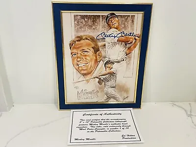 Framed Mickey Mantle Autographed New York Yankees Petronella Lithograph COA • $149.99