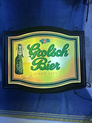 Vintage Grolsch Imported Beer Hanging Light Up Sign Two Sided Pub • $279.95