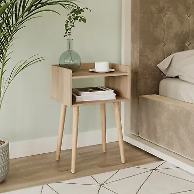 Modern Bedside Table Storage Display Unit With 2 Shelves & Solid Pinewood Legs • £21.95