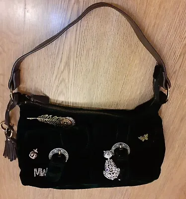 Handbag Matthew Williamson Butterfly 12x7  Dark Green Velvet Preloved  • £9.99