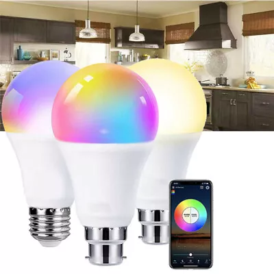 B22 E27 WiFi Smart LED Light Bulb RGB Globe Color Lamp 9W For Alexa Google Home • $14.45