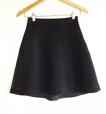 Kookai Skirt 34 Womens Black Mesh A Line Pockets Lined Designer • $29.95