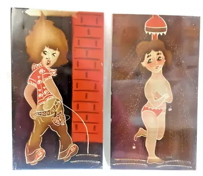 TOILET WC BATHROOM Vintage Metal USSR Shower WC Door Signs Stickers Marked Set • $55
