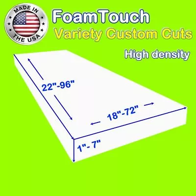 Variety Of FoamTouch High Density Custom Cut Upholstery Foam Cushion Replacement • $77.99