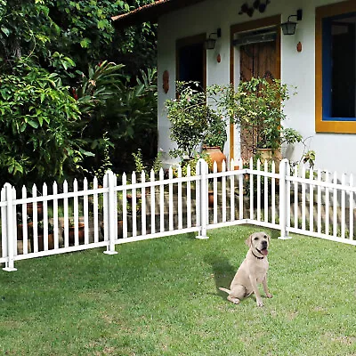 Vinyl Picket Fence PVC Panel White 84''Wx30''H Yard Garden Straight 20 Pickets N • $286.99