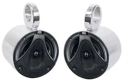 (2) MTX 6.5  150 Watt Silver Marine Boat Wakeboard Tower Speakers W/Crossover • $139.95