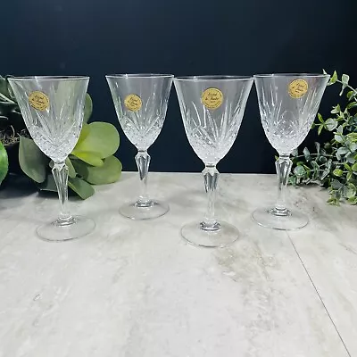 Vintage Cristal De Flandre Salzburg Crystal Water Goblet Wine Glass Set Of 4 • $36.99