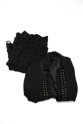 $41.99 • Buy Zara Womens Polka Dot Studded Solid Blouse Top Blazer Black Size XS/M Lot 2