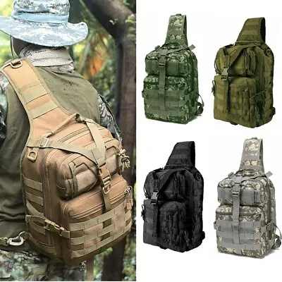 Outdoor Tactical Sling Bag Military MOLLE Crossbody Pack Chest Shoulder Backpack • $20.99