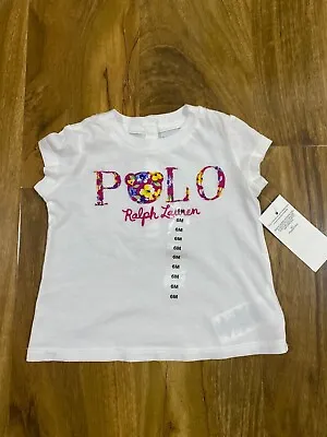 Polo Ralph Lauren Girl's White T-Shirt Blouse For 6 Months BNWT • £16.99
