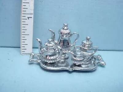 Miniature Tea Set (5Pc) # D0158 Silvertone 1/12th Scale • $6.50