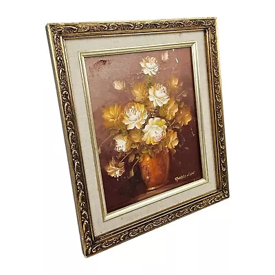 Vintage Robert Lox Oil Painting On Canvas Still Life Floral Flowers Signed Frame • $30