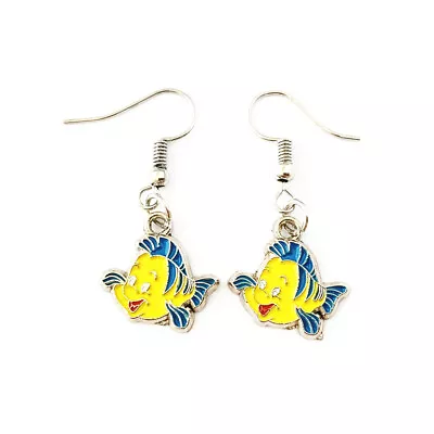 Little Mermaid Flounder Fashion Novelty Dangle Earrings Movie Cartoon • $11.96