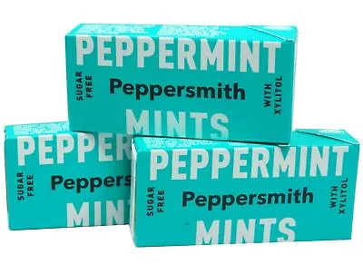 PEPPERSMITH FINE ENGLISH PEPPERMINT FRESH MINTS  3x15g 100% XYLITOL-Free UK Post • £7.99