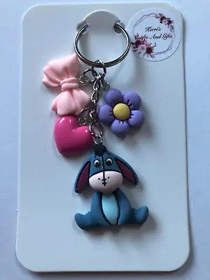 Winnie The Pooh Themed Eeyore Keyring Keychain With Decorative Charms • £5