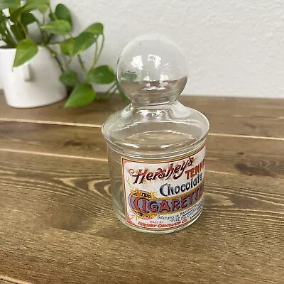 Vintage Hershey’s Tennis Chocolate Cigarettes Glass Jar W/ Glass Lid • $77.44