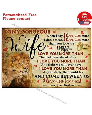 To My Gorgeous Wife I Love You  Wall Art - Lion Poster Landscape  • $13.92