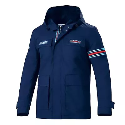 Sparco Rally Martini Racing Mens Field Jacket Navy Waterproof Coat With Hood • $180.53