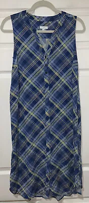 J. Jill Sz M Blue Plaid Sleeveless Dress With Pockets • $18