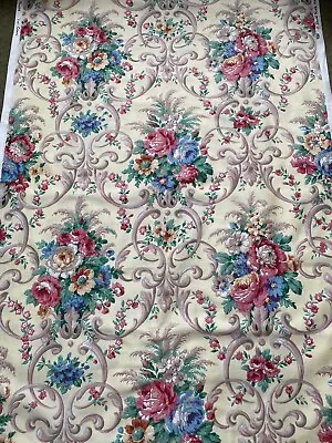 Unused Vintage 50's Bernard Wardle Cotton Sateen Interiors Fabric - 2.8M Long • £43.99