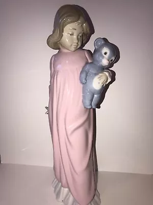 Zaphir Lladro Girl With Her Blue Teddy Bear Figurine Made In Spain 12” • $80