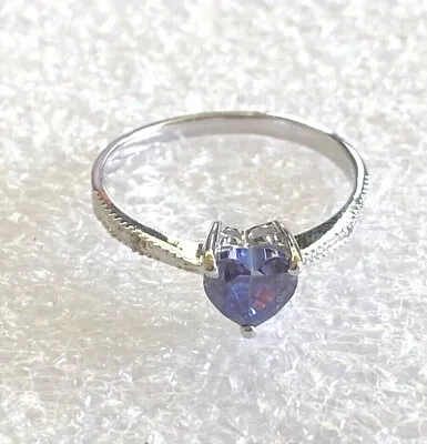 Detailed Tanzanite Heart  Ring   Size N  14 Ct  Gf  White Gold  • $18.93