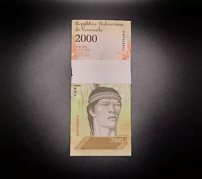 Venezuela 2000 Bolivares Fuertes New UNC Bundle (100 PCS) • $14.99