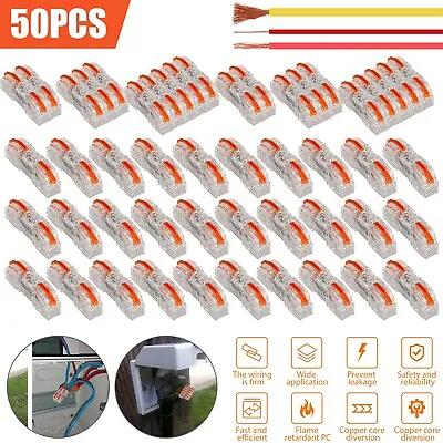 50x Reusable Spring Wire Cable Connectors 28-12AWG Lever Electric Terminal Block • $14.48