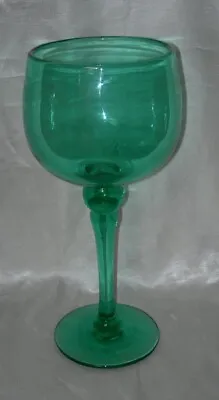 Vintage Large Heavy Thick GREEN GLASS Wine Balloon Goblet Art Glass Holds 5 CUPS • $17.99