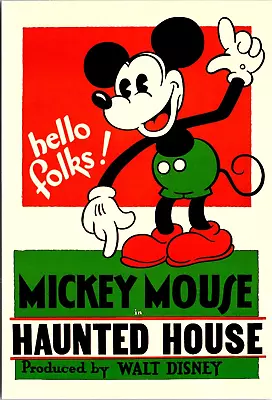 6x4  Postcard Hello Folks - Mickey Mouse In Haunted House - Produced Walt Disney • $4.88