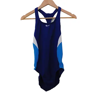Nike Womens Swimsuit One Piece Blue Racerback T-Strap Team Size 6 • $17.88